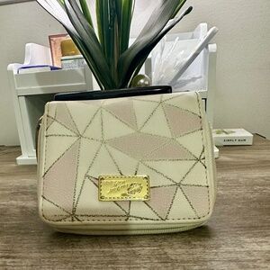 Women's Luv Betsey by Betsey Johnson Geometric Zip Wallet Gold Pink 4"x5"